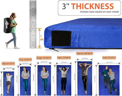 3 Inch GAIALOOP Thick Memory Foam Camping Mattress Sleeping Pad [Car/Tent/Cot] Glamping Portable Floor Mat Roll Up Futon Mattress for Guests Sleepover