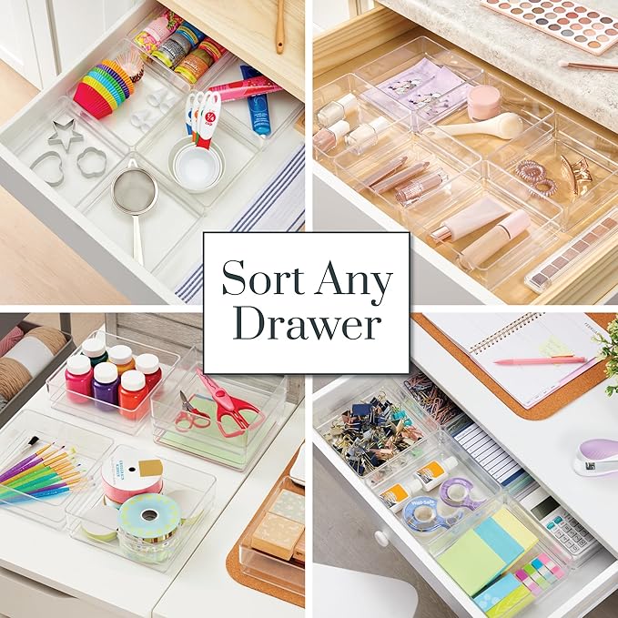 STORi SimpleSort 6-Piece Stackable Clear Drawer Organizer Set | 6" x 6" x 2"