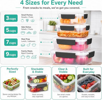 YORY 7 cup Plastic Food Storage Containers