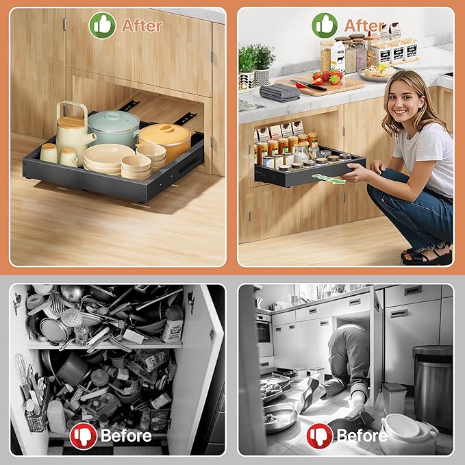 1 Pack Pull out Cabinet Organizer, Width Depth,