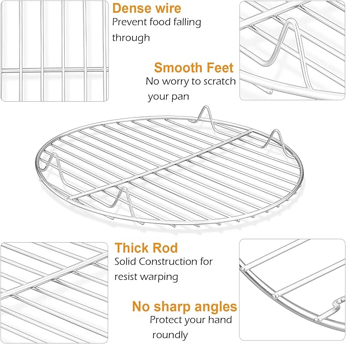P&P CHEF Round Cooking Rack, Fits Air Fryer/Stockpot/Pressure Cooker/Round Cake