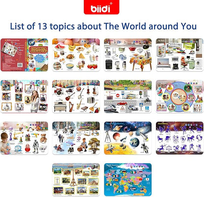 English Words Talking Book for Kids Interactive Activity for Toddler Age 3-5,600+ Sound,Electronic English Learning Travel Toy Birthday Gifts for Boys and Girls,Autism Sensory Toy Sound Book