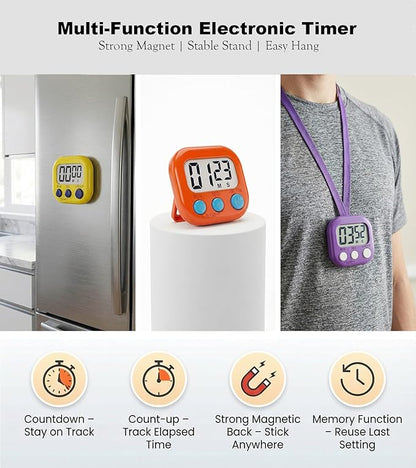 Digital Timer for Classroom Teachers Students, Magnetic Kitchen Countdown Timer