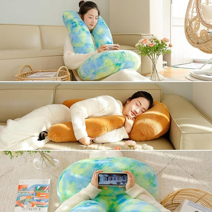 FHSGGP Travel Pillow Car Travel Sleep Support Pillow | 2-in-1 Lap Pillow and Car Pillow With Neck and Body Support for Adults and Kids on Long Trips Kids Travel Pillow Black