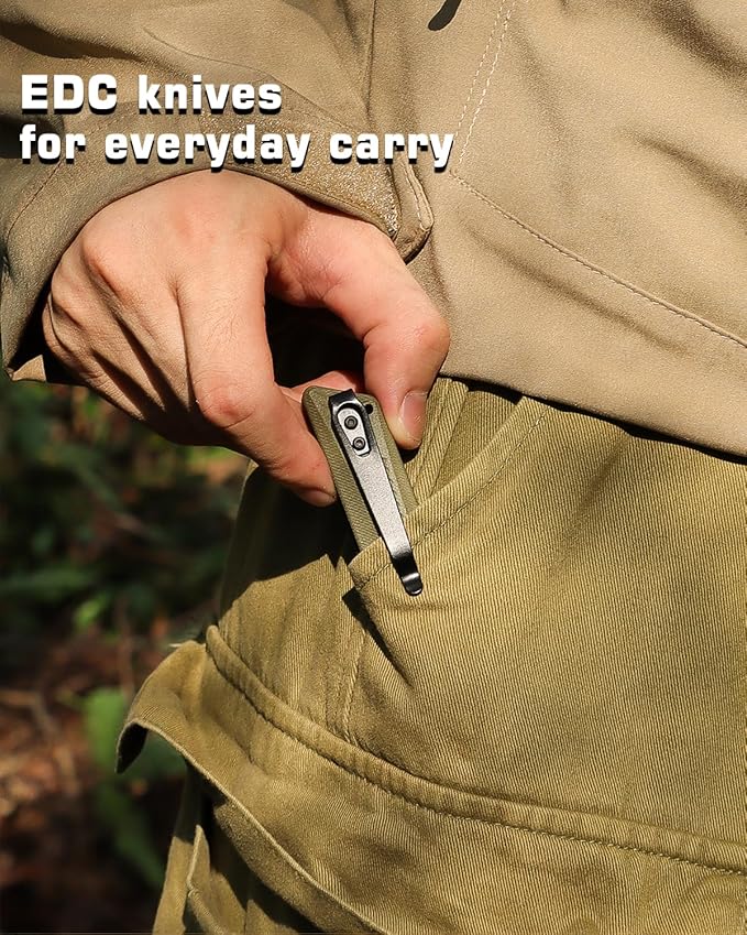 Pocket Knife GD22K, Flipper Open D2 Steel Tanto Folding knife with Durable G10 Handle,Men Women Everyday Carry EDC Knife,Sharp Camping Hiking Daily Work Knives