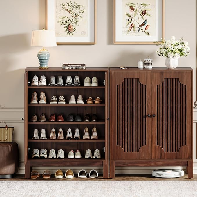 Tribesigns Shoe Cabinet with Doors, 5-Tier Shoe Storage Cabinet with Adjustable