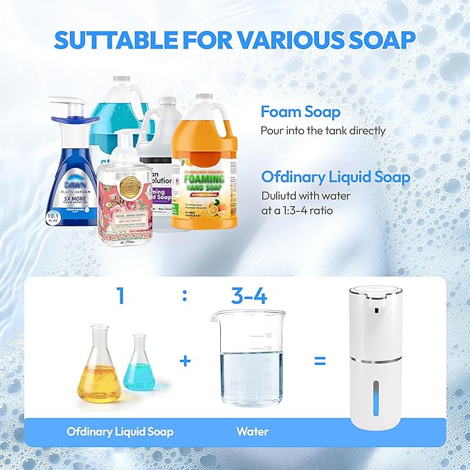 2 Pack Automatic Foaming Soap Dispenser, Touchless Foam Soap Dispenser