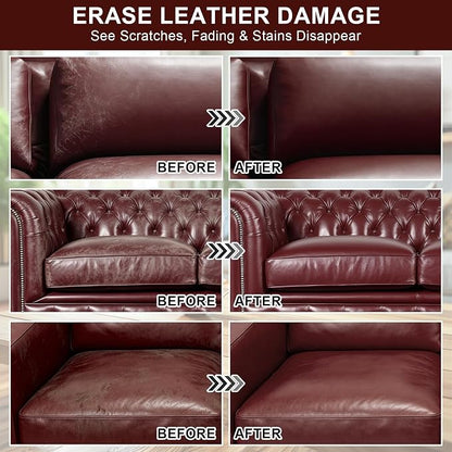STARTSO WORLD 200Ml Leather Recoloring Balm with 100ML Leather Conditioner, Maroon Leather Repair Kit for Furniture, Leather Dye, Leather Scratch Repair, Leather Couch Paint