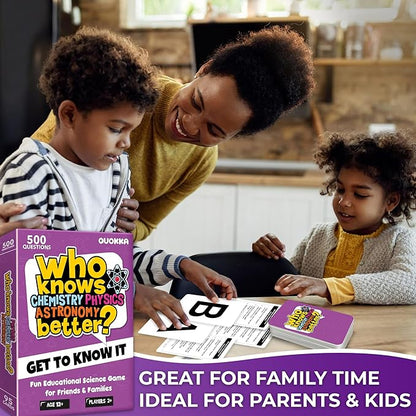 Board Games for Kids 8-12 and Family - Science Trivia Card Game for Kids Age 12+ - Who Knows Chemistry Physics Astronomy Better? - 500+ Questions - Fast-Paced Educational Game for Teens and Adults