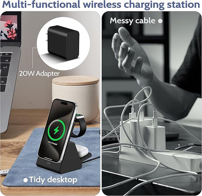 Smtcsl 3-in-1 Wireless Charging Station: Portable 5000mAh Power Bank Charger