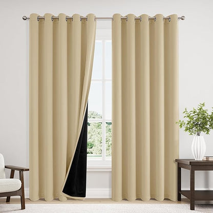 ChrisDowa 100% Blackout Curtains 84 inch Long