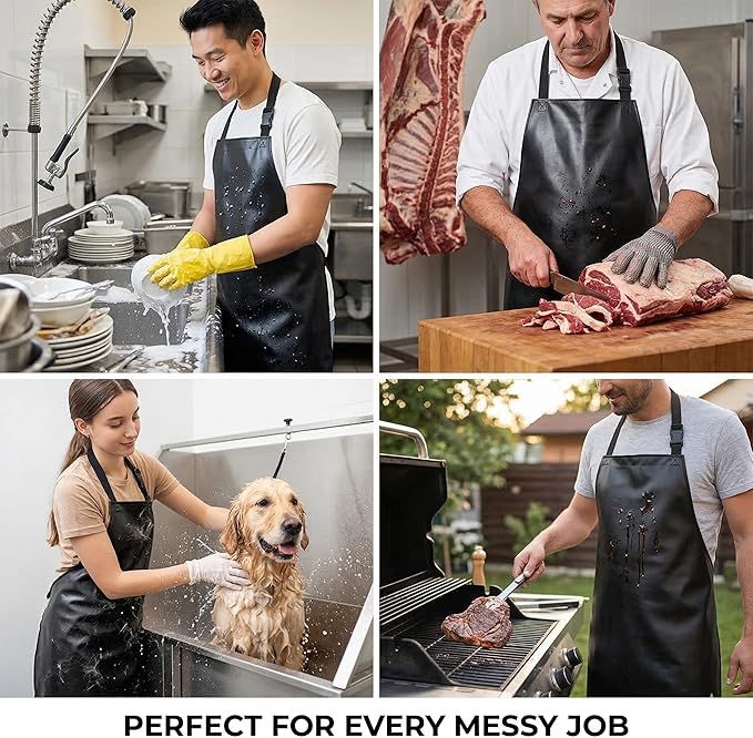 Homsolver 2 Pack Waterproof Rubber Aprons, Heavy Duty Butcher