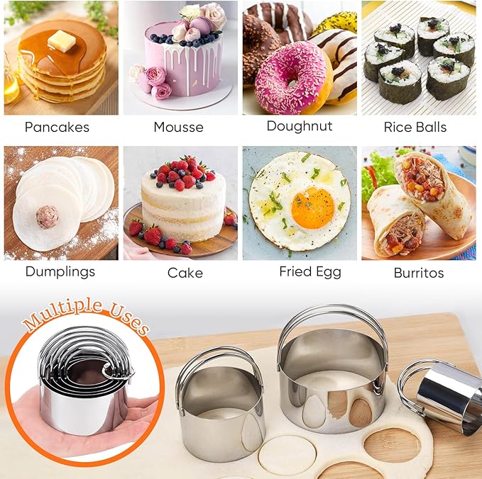 9PCS Stainless Steel Pastry Blender Set, 3 Cup Flour Sifter, Biscuit Cutter