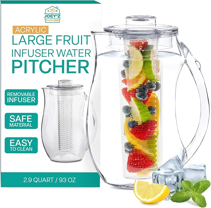 Large Fruit Infuser Water Pitcher – Shatterproof Acrylic Infusion Jug