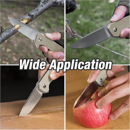 FLISSA Pocket Knife, Folding Tactical Knife with G10 Handle, D2 Blade, Liner Lock, Pocket Clip, EDC Knife for Hiking, Camping, Survival, Indoor and Outdoor Activities(Brown)