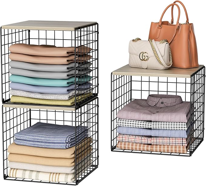 3PCS Stackable Closet Organizers and Storage, Shelves