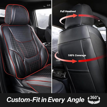 Coverland Custom SUV Car Seat Covers Front Seats for [2024-2026 Lincoln Nautilus] - Protector Car Seat Cover Water Resistant Leather Memory Form Back Support Seat Cushion [Front-Black]