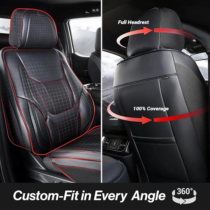 Coverland Custom SUV Car Seat Covers Full Set for [2024-2026 Lincoln Nautilus] - Protector Car Seat Cover Water Resistant Leather Memory Form Back Support Seat Cushion [Full Set-Black]