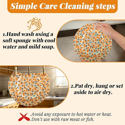 OHIYO Reusable Beeswax Bowl Covers, Elastic Cotton Cloth Sourdough Bread Cover