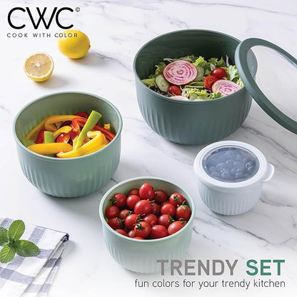 COOK WITH COLOR Prep Bowls with Lids- Wide and Deep Nesting Plastic Small