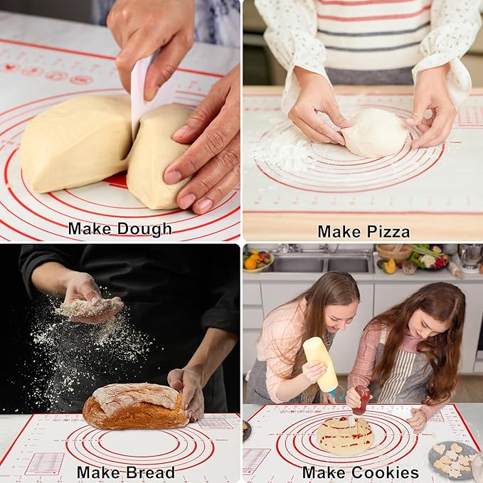 Large 24" x 16" Silicone Baking Mat | Non-Slip Pastry & Dough Mat