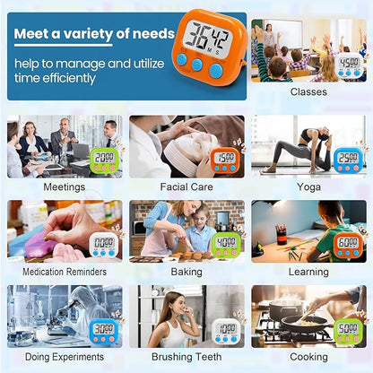 12 Pack Multi-Function Digital Timers, Magnetic Large LCD Display Loud Alarm