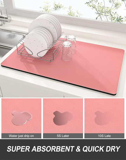 Rnivvi Dish Drying Mat for Kitchen Counter, 12 x 19" Super Absorbent Drainer