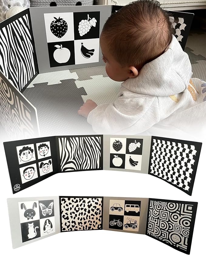Samuel Sensory Board for Babies - Supersized Black and White Baby Cards for Developmental Newborn Tummy Time Toys - 100cm Newborn Black & White Toys for 0-3 Months & Older - Thick Stand Up Board No. 2