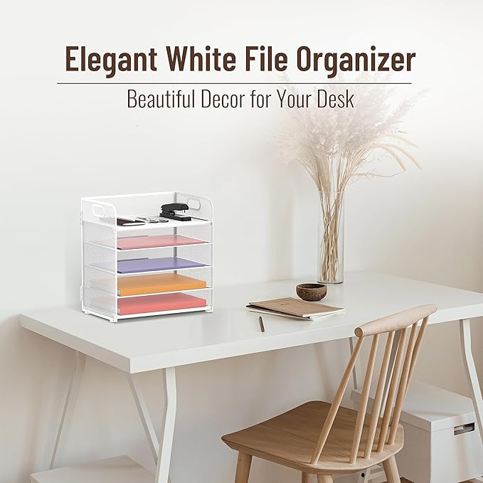 2 Pack 5-Tier White Desk Organizer