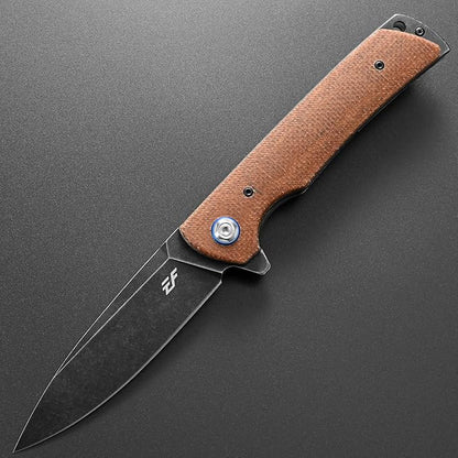 Eafengrow EF973 Folding Knife, D2 Steel Blade Micarta Handle Scale Pocket Knife Folder for Working Camping Hiking EDC Tool Knife(brown)