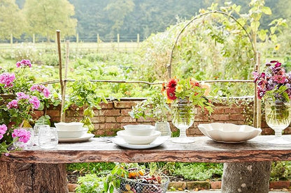 Portmeirion Sophie Conran Arbor Dinner Plate| Set of 4 Dinner, Pasta, and Appetizer Plates | 11 Inch Organic Shape Stoneware | Microwave and Dishwasher Safe – (Creamy White)