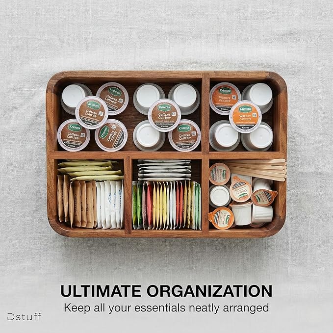 Dstuff Acacia Wood Coffee Station Organizer