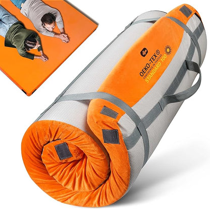 4 INCH Thick Foam Camping Mattress [Car/Tent/Cot] 30D Foam Portable Floor Sleeping Mat Cot Pad Roll Up Mattress for Guests Sleepovers RV Truck Camper