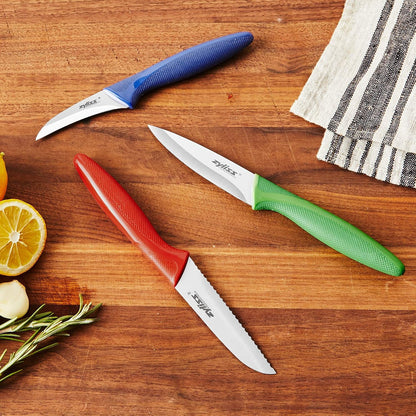 Zyliss 3-Piece Paring Knife Set with Covers – Blue, Green & Red