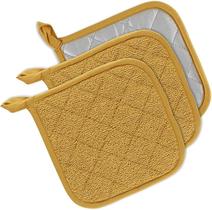 DII Basic Terry Collection Quilted 100% Cotton, Honey Gold, 3 Piece