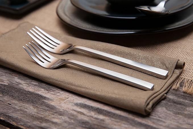 FORTESSA Arezzo 18/10 Stainless Steel Flatware, 5 Piece Place Setting With Knife, Forks and Spoons (Service For 1), Dishwasher Safe, Brushed Silver