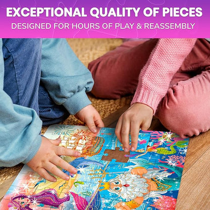 QUOKKA Puzzles for Kids Ages 4-6 – 4-Pack 60-Piece Puzzles for Kids – Fairy Tale Jigsaw Puzzle Set with Princess – Quiet Time Toys for Preschoolers – FSC Certified Learning Toy – Gift for 5 Year Olds