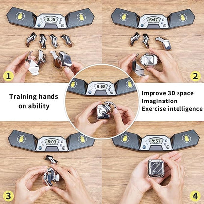 Metal-Puzzles 3D-Brain-Teaser Toys: Cool-Gadgets-Stuff Box Puzzles-Toy for Kid Children Teen Adult, ADHD Tools Stress Relief Gift for Office Home School Christmas Women Men Square-Cube