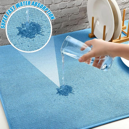 Hushee 2 Pack Extra Large Dish Drying Mat Microfiber Absorbent Dish Drying Pad