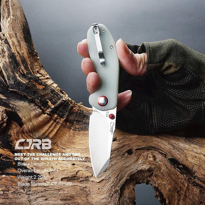 CJRB Maileah Pocket Knife with 2.39?™â€?AR-RPM9 Powder Steel Blade Folding Knife with G10 Handle Tactical Knife EDC Knife Pocket Knife for Men Ideal for Outdoor Survival Camping Hunting, 1918 Natural Green