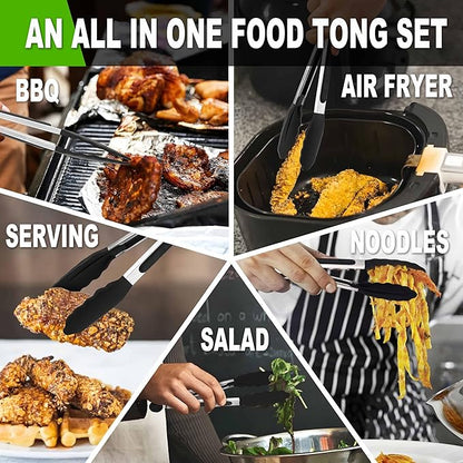 Anaeat Non-Stick Silicone Locking Tong Set of 3