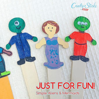 300 Pack Wooden People Craft Sticks, 5.25" Popsicle Stick Figures