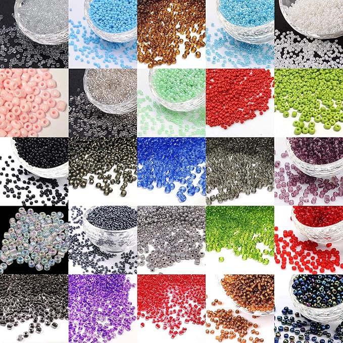 Perlin Glass Seed Beads 4mm 6/0 Round 1100pcs Mini Small Pony Spacer Beads Kit for Jewelry Making Earrings Bracelets Pendants Waist DIY Handmade (Dark Brown Silver Lined)