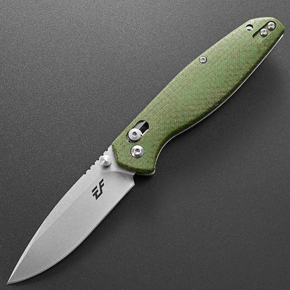 Eafengrow EF966 Folding Knife D2 Blade Micarta Handle with Pocket Clip EDC Tactical Knife thumb knobs Axis Lock EDC Multitool Knife (GREEN)