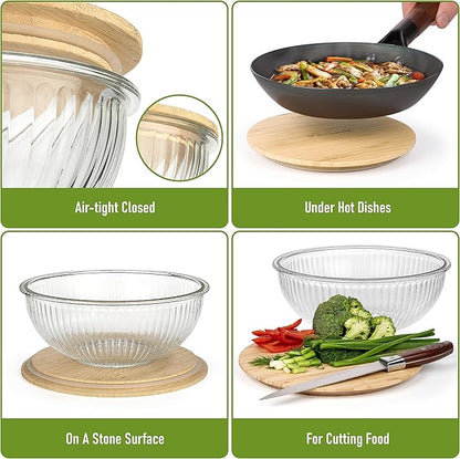 Stackable Space-Saving Nesting Set of 3 Glass Bowls