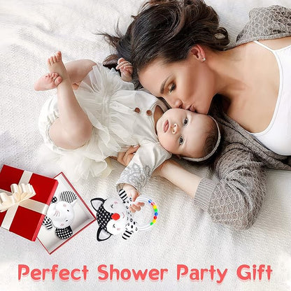 Baby Rattles 0-6 Months Newborn Toys Infant Toys 0-6 Months Rattles for Babies 0-6 Months Baby Toys 0-6 Months, Black and White High Contrast Baby Toys for 0 3 6 9 12 Months (Baby Rattles)