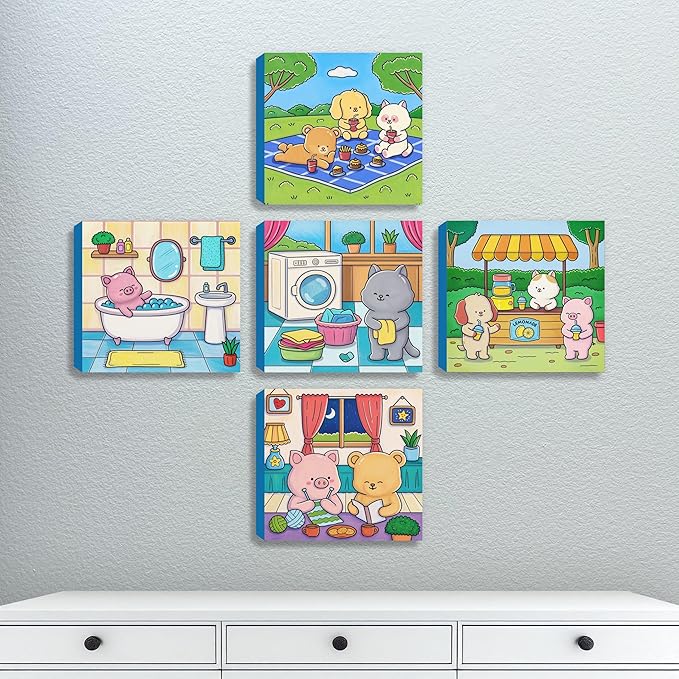 ArtPops Coloring Boxes – Pop-Up Pre-Printed Coloring Box Set – DIY Wall Art Kit for Teens & Adults – Eco-Friendly, Easy to Hang, No Frame Needed – 5-Pack, Cozy Days