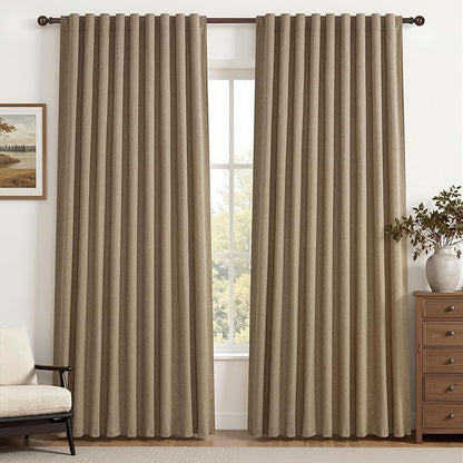 Rust Brown Blackout Curtains 60 Inches Extra Wide Linen 96 Inch Length