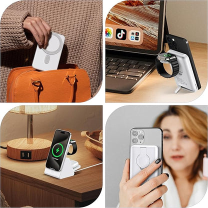 Smtcsl 3-in-1 Wireless Charging Station: Portable 5000mAh Power Bank Charger