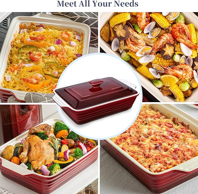 LOVECASA 4.5 Quart Ceramic Casserole Dish